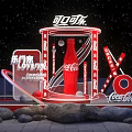 Coca-Cola 130th Anniversary Photo Spot With Neon Red Decorations And Bottle