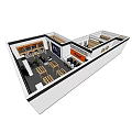 Modern Digital Store Interior With Electronic Product Displays And Customer Tables 3d model