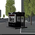 Urban Police Station Structure With Trees Buildings And Public Services