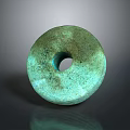 Wood Stone Round Decorative Object With Central Hole And Green Textured Surface 3d model
