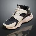 Stylish Black And White Casual Sneakers With Breathable Upper And Thick Sole