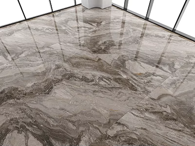 Glossy Marble Pattern Floor Tiles In Modern Space 3d model