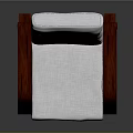 Modern Chair Featuring White Fabric Cushion And Red Wooden Armrests