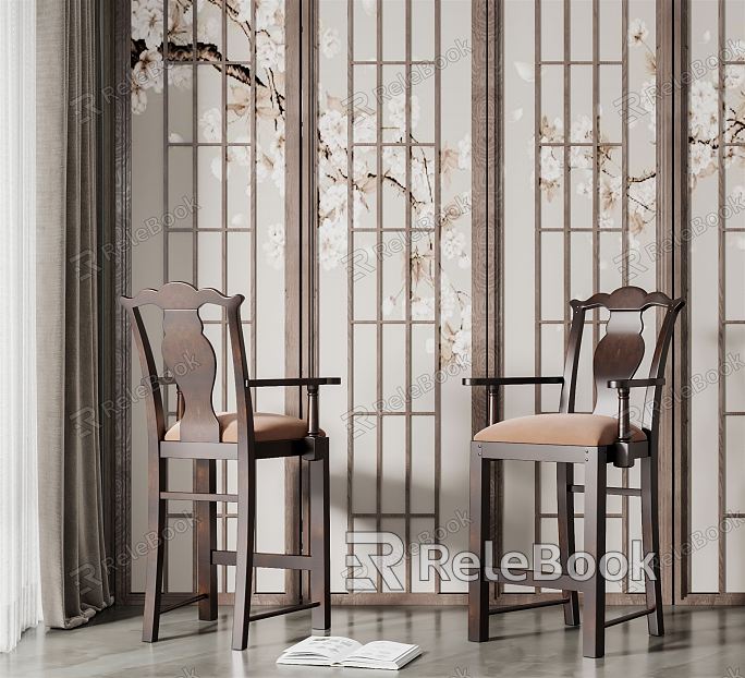 New Chinese Style Bar Chair Solid Wood Bar Chair model