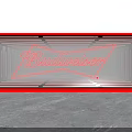 Modern Budweiser Red Neon Sign Design Featuring Vibrant Striped Background 3d model