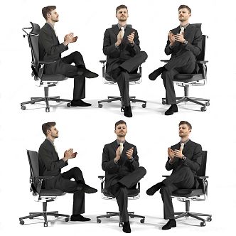 Modern man office chair office character combination 3d model