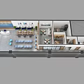 Service Hall Interior Design With Waiting Area Seats Reception Desk Plants And Display Screens