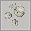 Modern White Textured Spherical Pendant Lights Hanging with Round Shades in Gray Interior