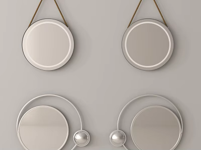 Round Decorative Mirrors With Hanging Ropes And Metal Frames For Wall Decor 3d model