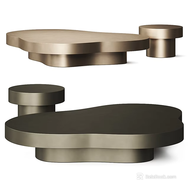Modern Unique Shape Coffee Tables With Metallic Gold And Black Finish 3d model 