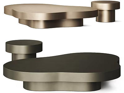 Modern Unique Shape Coffee Tables With Metallic Gold And Black Finish 3d model