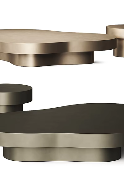Modern Unique Shape Coffee Tables With Metallic Gold And Black Finish 3d model