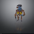Orange Mechanical Humanoid Robot With Transparent Head Blue Interior And Yellow Circular Parts