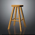 Simple Wooden Stool Furniture with Light Wood Finish and Four Legs Design