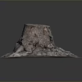 Natural Wood and Stone Tree Stump Decor With Rough Texture and Organic Shape