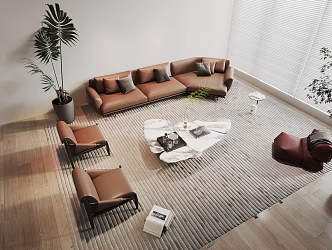 Light Luxury Multi-person Sofa Leisure Sofa Chair Coffee Table Corner Table Combination 3d model