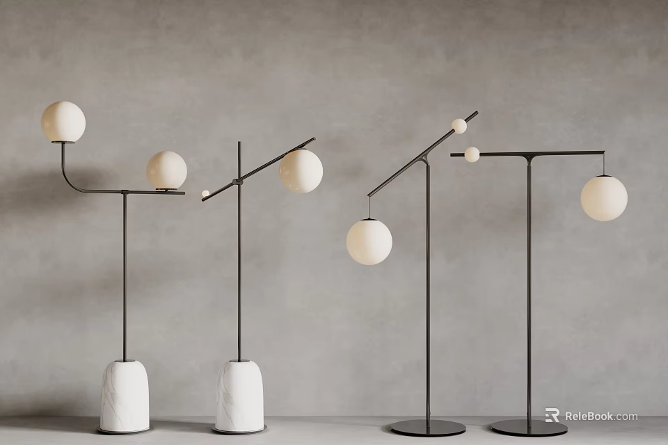 Modern Floor Lamps With Spherical Shades And Unique Structures 3d model 