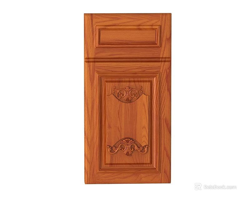 Wooden Cabinet Door Panel Featuring Intricate Carved Patterns And Classic Design 3d model 