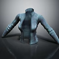 Gray Slim Fit Jacket With Smooth Material Zipper Front And Long Sleeves 3d model