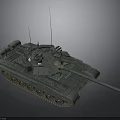 Green Military Tank Vehicle Featuring Long Cannon Multiple Antennas And Metal Tracks