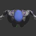 Humanoid Character With Blue Head Mechanical Skeletal Body White Gloves Black Pants Green Glowing Shoes