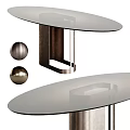 Elegant Modern Oval Dining Table With Glass Top And Metallic Frame Structure Design 3d model