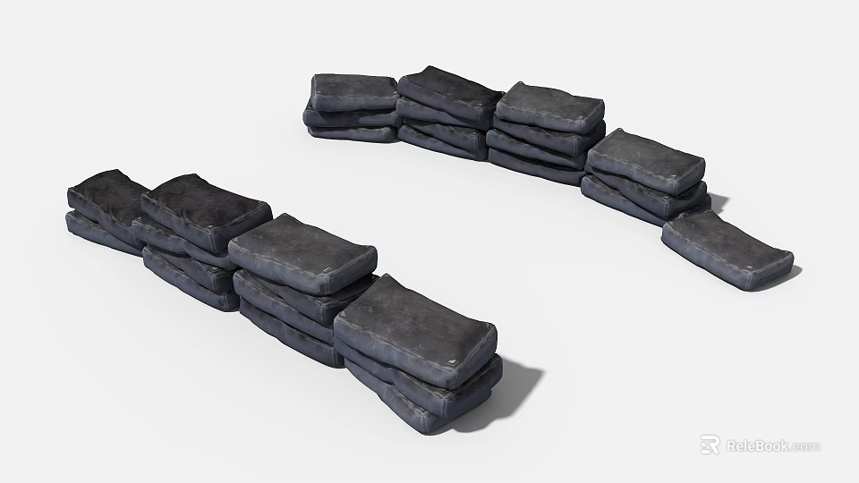 Industrial Equipment Gray Bricks Stacked In Curved Arrangement For Construction Use 3d model 