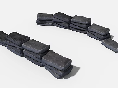 Industrial Equipment Gray Bricks Stacked In Curved Arrangement For Construction Use 3d model