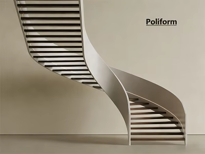 Contemporary Spiral Staircase Design With Sleek Stainless Steel Structure By Poliform 3d model
