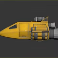 Detailed Yellow Cosmic Spacecraft With Blue Windows And Checkered Wings Design