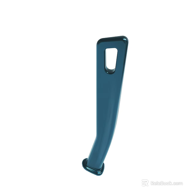 Blue Shiny Metal Long Handle With Smooth Surface And Top Hole 3d model 