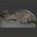 Natural Rock Garden Landscape With Textured Red Gray Stones And Greenery