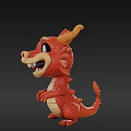 Cute Orange Cartoon Dragon Figure With Horns And Smiling Expression