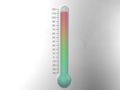 Color Coded Medical Thermometer With Temperature Scale From Minus 30 To 120 Degrees 3d model