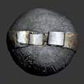 Metallic Textured Oval Household Item With Two Ring Decorations On Top