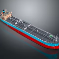 Large Cargo Ship With Blue Red Hull And Deck Structure 3d model