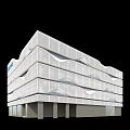 Modern Multi Storey Office Building With White Facade Wavy Design And LOGO