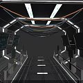 Futuristic Space Capsule Interior With Octagonal Structure Ceiling Light Strips Side Monitors And Metallic Texture 3d model