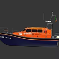 Orange RNLI Rescue Yacht With Navy Blue Hull And Lifebuoy