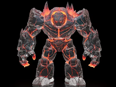 Giant Lava Elemental Creature With Rocky Body And Glowing Lava Veins 3d model