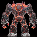 Giant Lava Elemental Creature With Rocky Body And Glowing Lava Veins