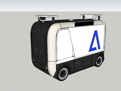 Modern Black And White Utility Vehicle With Blue Letter A And Roof Equipment 3d model
