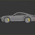 Silver Sports Car With Yellow Wheels Sleek Two Door Design Shiny Finish on Reflective Surface