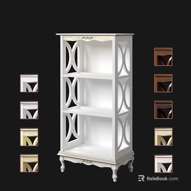 Elegant White Cabinet Shelf With Multiple Shelves And Color Options For Home Decor 3d model 