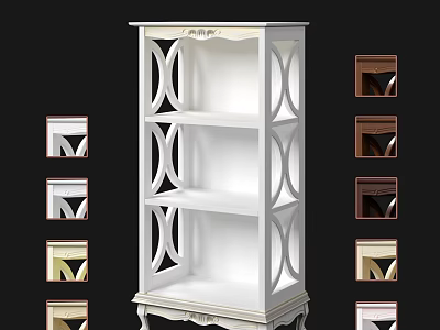 Elegant White Cabinet Shelf With Multiple Shelves And Color Options For Home Decor 3d model