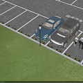 Land Rover Cars Parked In Parking Lot With People Walking Nearby Exterior View