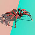 Smart Spider Like Robot With Red Black Design On Colorful Background 3d model