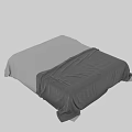 Double Bed With Soft Linen Bedspread And White Beige Neutral Sheets 3d model