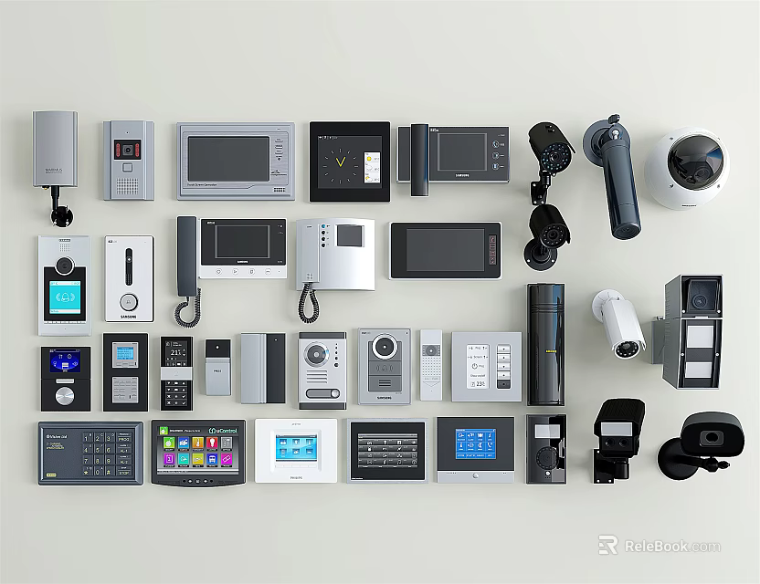 Different Types of Doorbell Devices with Cameras Control Panels and Models 3d model 