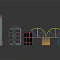 Colorful Architectural Models With Various Designs Including High Rise Buildings And Bridges On Black Background